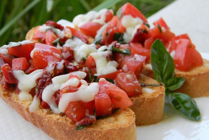 Healthier double tomato bruschetta