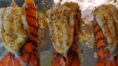 Grilled rock lobster tails