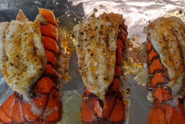 Grilled rock lobster tails