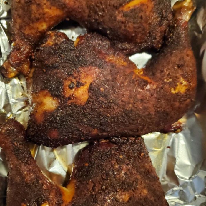 Smoked chicken leg quarters