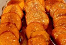 Candied sweet potatoes with maple syrup