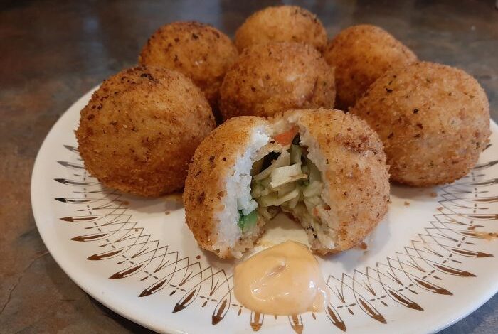 Deep fried california roll rice balls