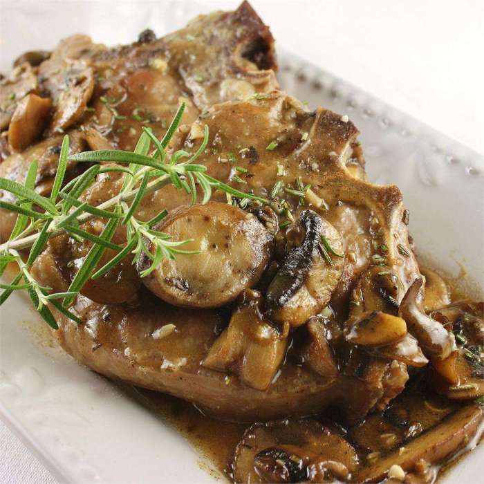 Veal chop with portabello mushrooms