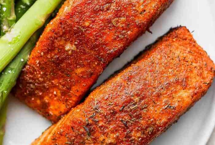 Air fried bang bang salmon