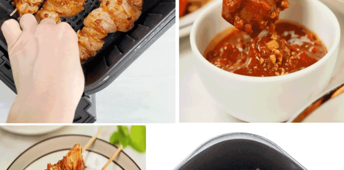 Air fryer chicken satay with dipping sauce