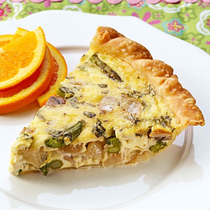 Asparagus and mushroom quiche