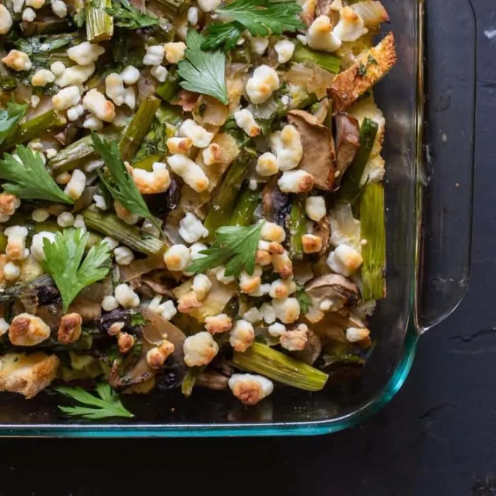 Overnight asparagus mushroom strata