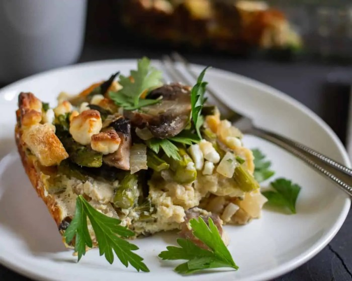 Overnight asparagus mushroom strata