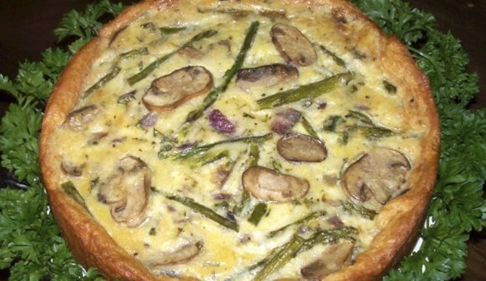 Asparagus quiche mushroom swiss pie ate took son