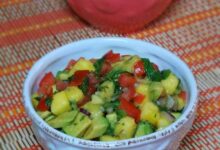 Avocado tomato and mango salsa