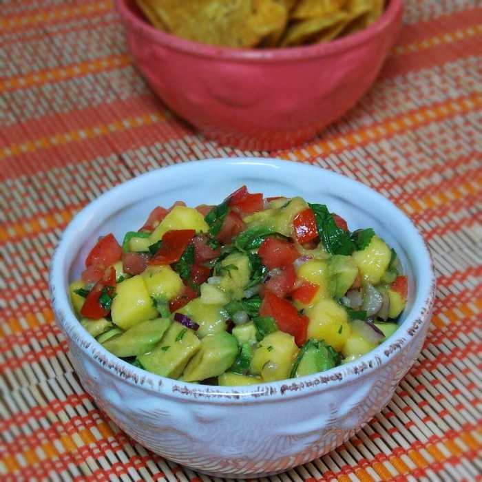 Avocado tomato and mango salsa