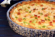 Bacon cheese and caramelized onion quiche