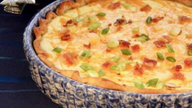 Bacon cheese and caramelized onion quiche