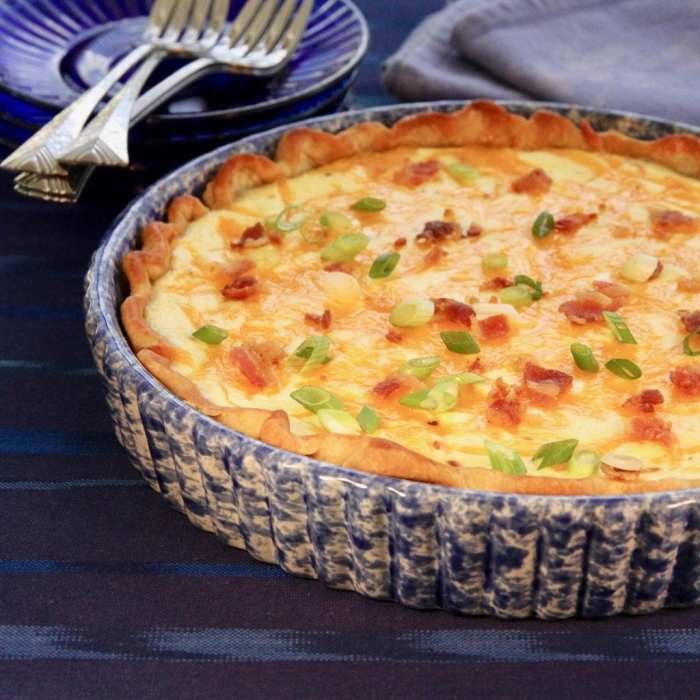 Bacon cheese and caramelized onion quiche