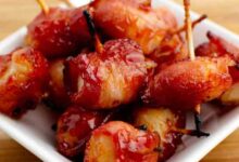 Bacon wrapped pineapple and water chestnuts