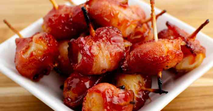 Bacon wrapped pineapple and water chestnuts