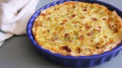 Bacon and leek quiche