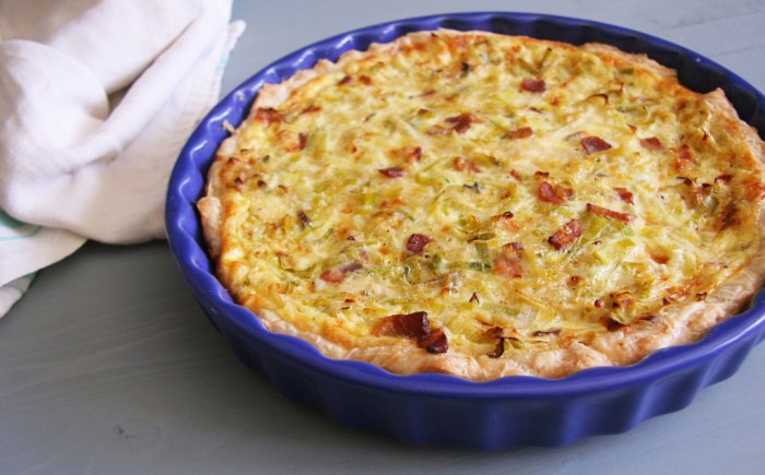 Bacon and leek quiche