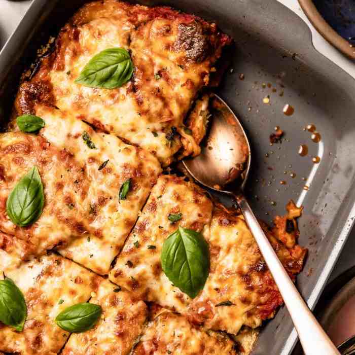 Italian baked eggplant with parmesan parmigiana di melanzane