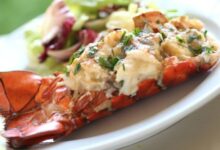 Crab stuffed lobster tail