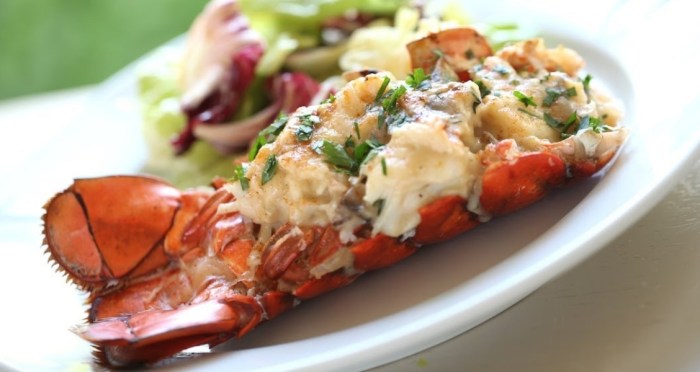 Crab stuffed lobster tail