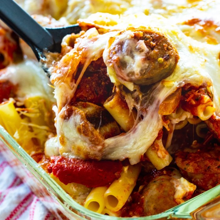 Baked ziti with sausage