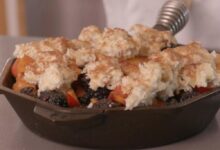 Peach and blackberry cobbler