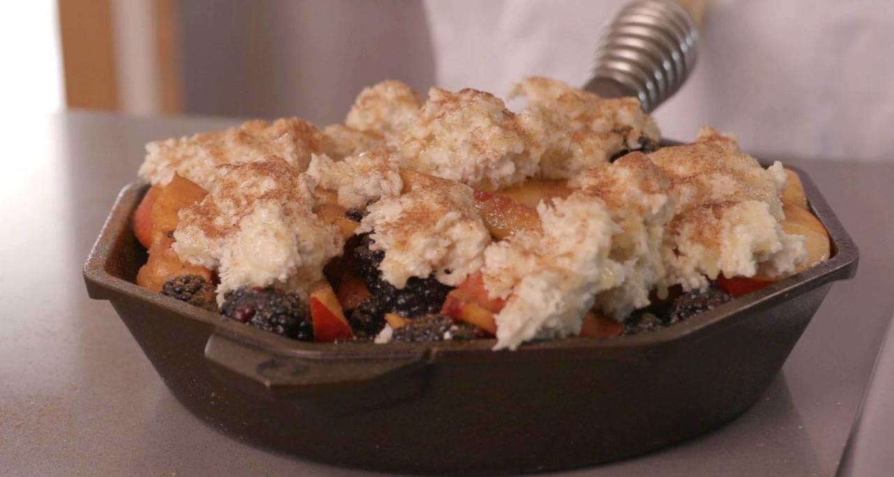 Peach and blackberry cobbler