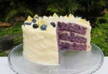 Blueberry lemon cake with buttercream frosting