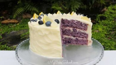 Blueberry lemon cake with buttercream frosting