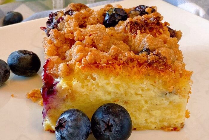 Overnight blueberry french toast casserole