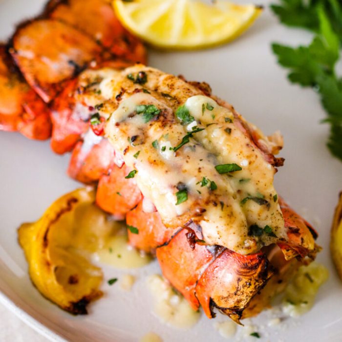 Air fryer lobster tails with lemon garlic butter