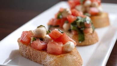 Jens tomato arugula bruschetta