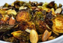 Thyme roasted brussels sprouts with fresh cranberries