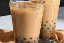 Boba coconut milk black tea with tapioca pearls