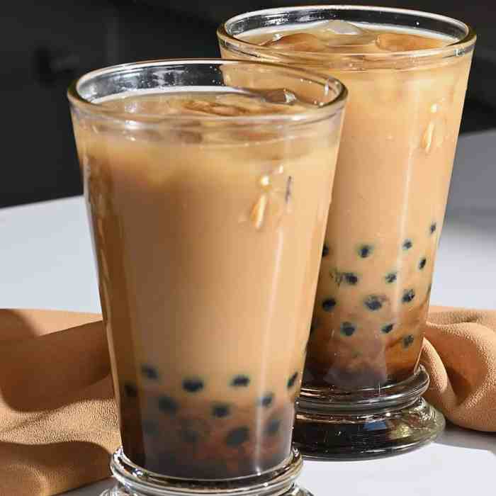 Boba coconut milk black tea with tapioca pearls