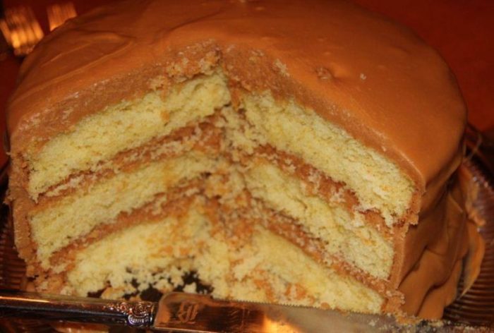 Butterscotch cake with caramel icing