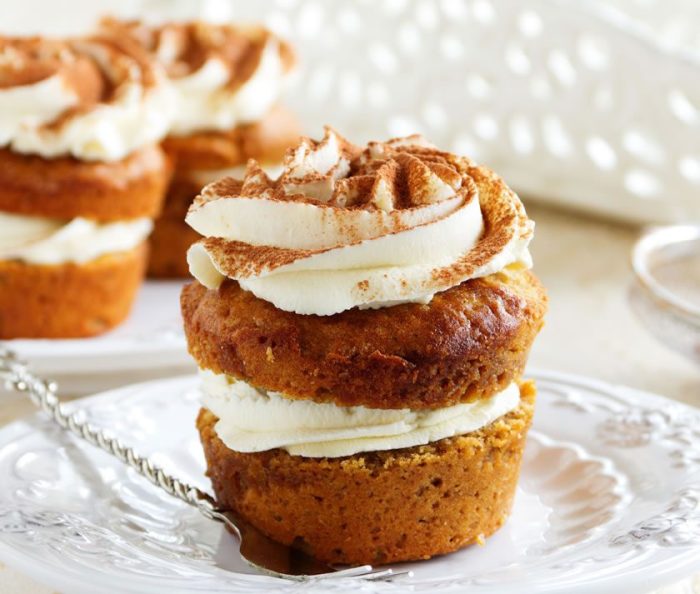 Carrot cake cupcakes with lemon cream cheese frosting