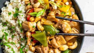 Cashew chicken with water chestnuts