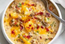 Loaded bacon cheeseburger potato soup