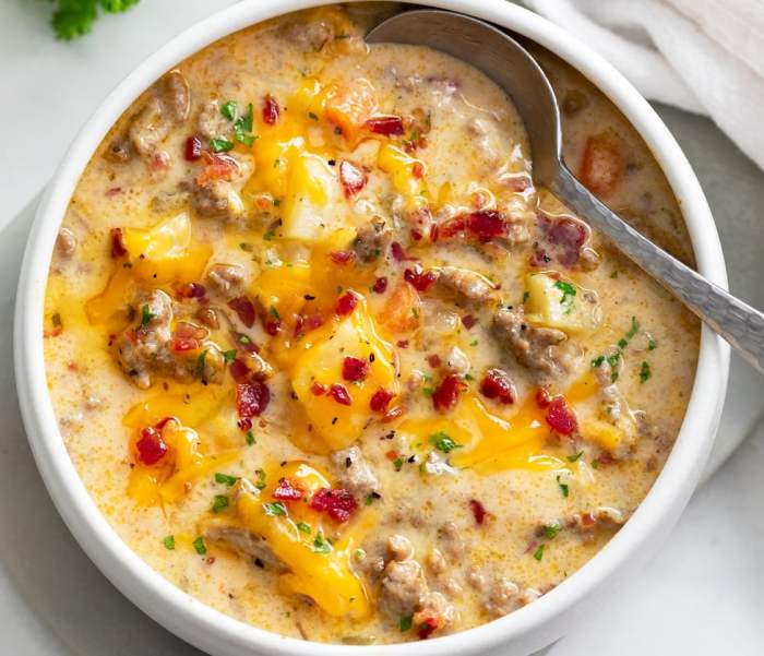 Loaded bacon cheeseburger potato soup