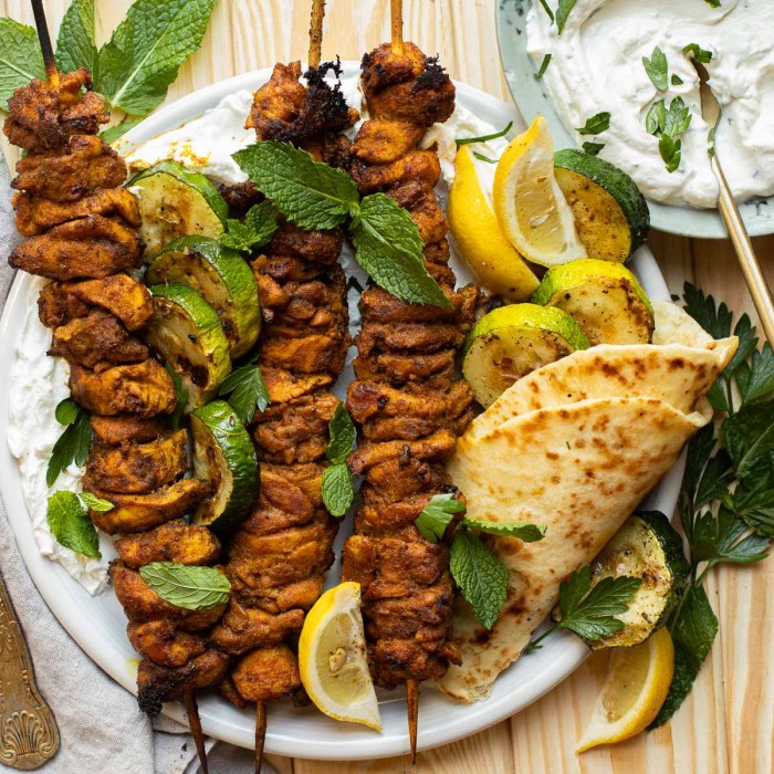 Chicken shawarma salad with tahini dressing