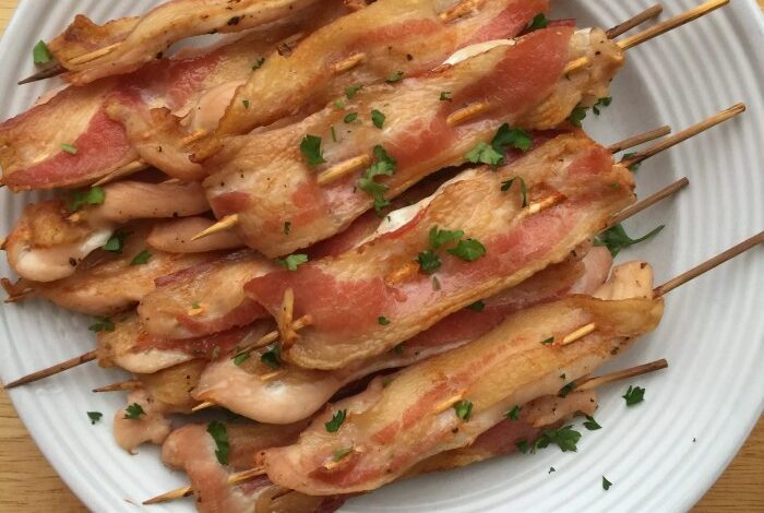 Bacon ranch chicken skewers