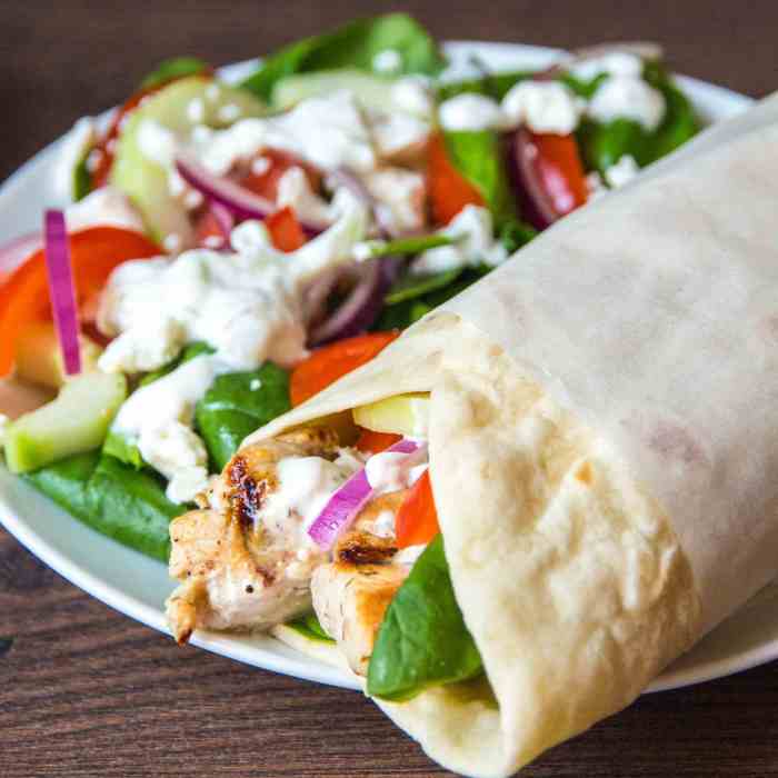 Chicken souvlaki with tzatziki sauce