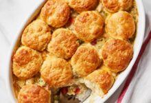 Moms fabulous chicken pot pie with biscuit crust