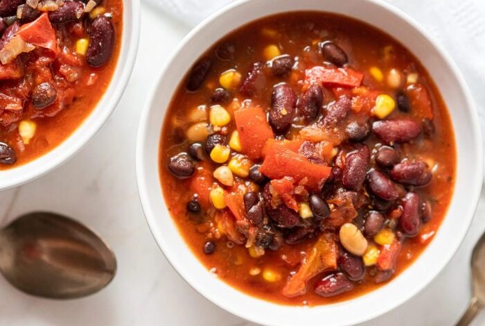 Hearty vegan slow cooker chili