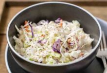 Coleslaw creamy foodiecrush vinegar salad sweetened spiked stays crunchy soupy potato mayonnaise