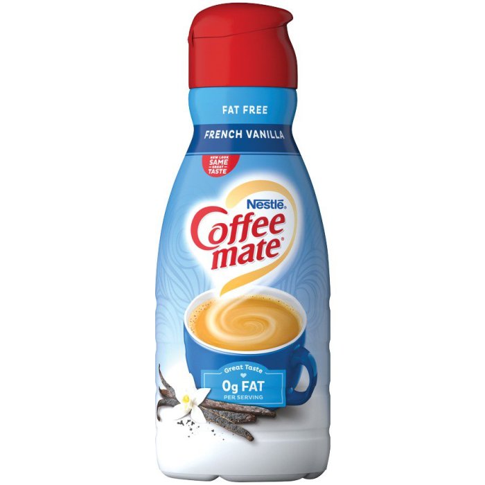 Fat free vanilla coffee creamer