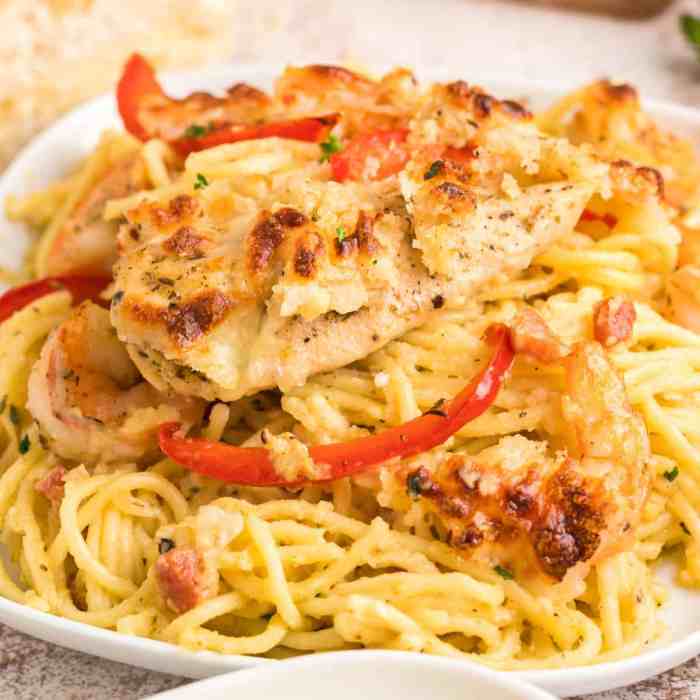 Chicken and shrimp carbonara