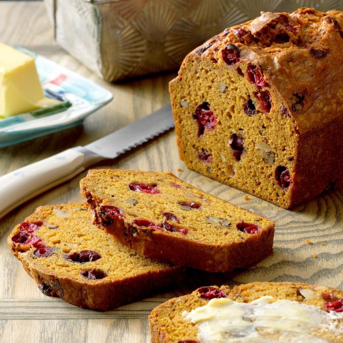 Moms fresh cranberry pumpkin bread